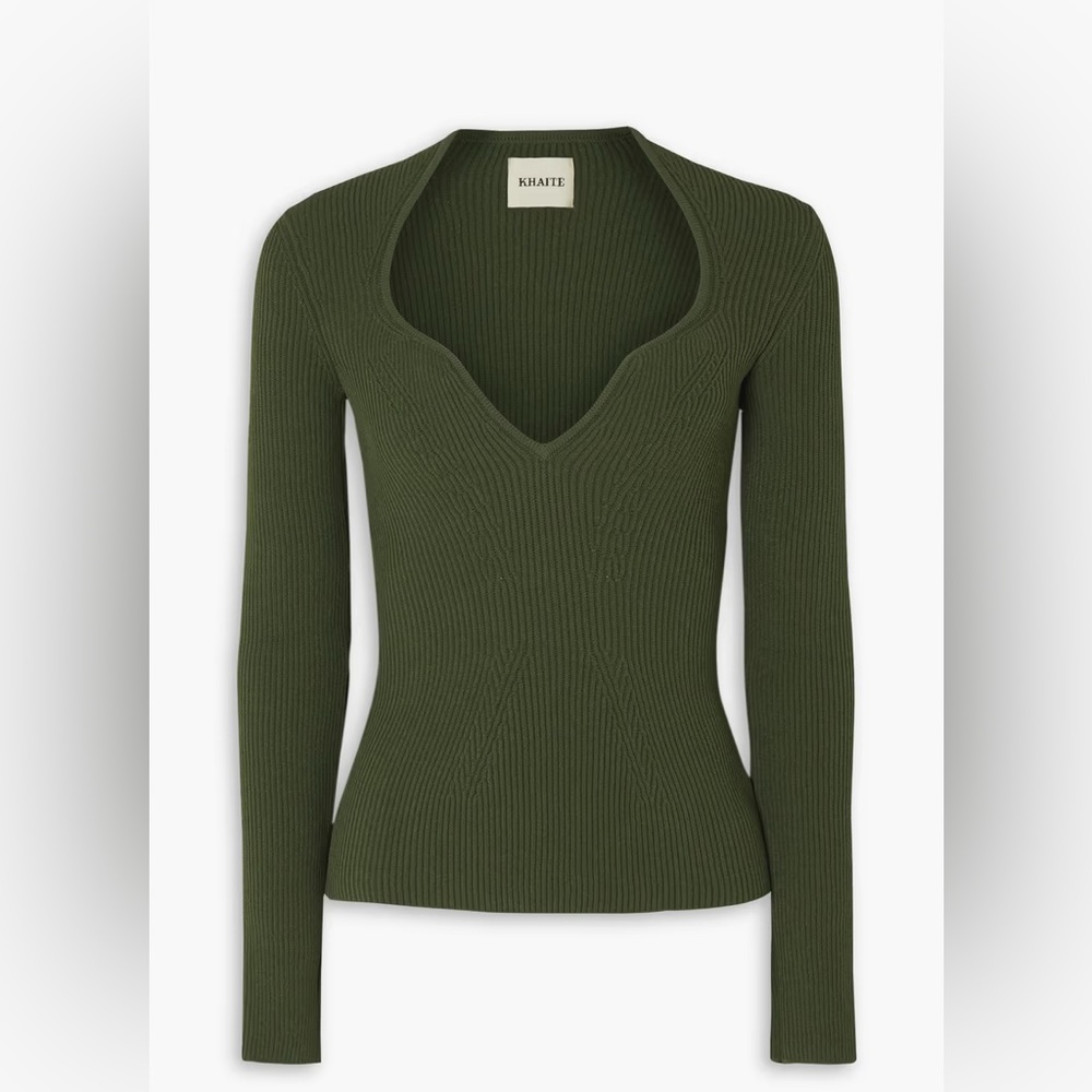 KHAITE Kirah Ribbed Sweater Green